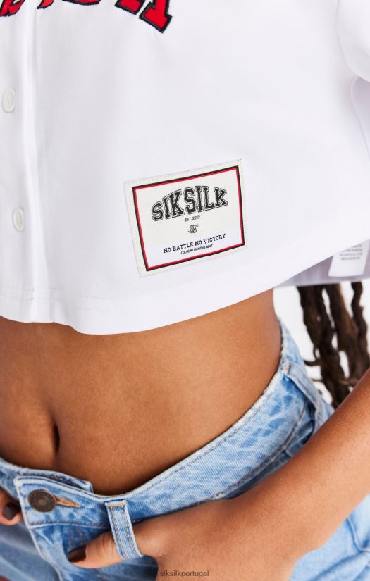 mulheres vestuário 6884ZR50 SikSilk camisa de beisebol branca