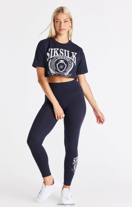 mulheres vestuário 6884ZR51 SikSilk camiseta cropped do time do colégio da marinha