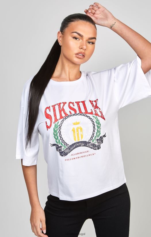 mulheres vestuário 6884ZR53 SikSilk camiseta branca do time do colégio