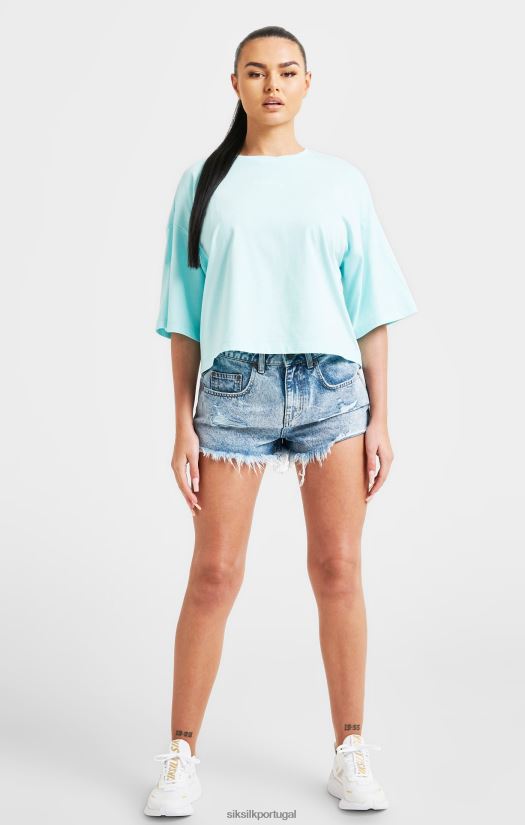 mulheres vestuário 6884ZR60 SikSilk camiseta cropped marca aqua
