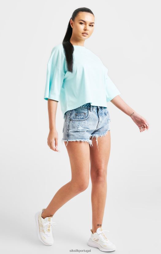 mulheres vestuário 6884ZR60 SikSilk camiseta cropped marca aqua