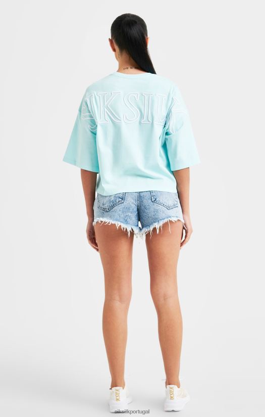 mulheres vestuário 6884ZR60 SikSilk camiseta cropped marca aqua