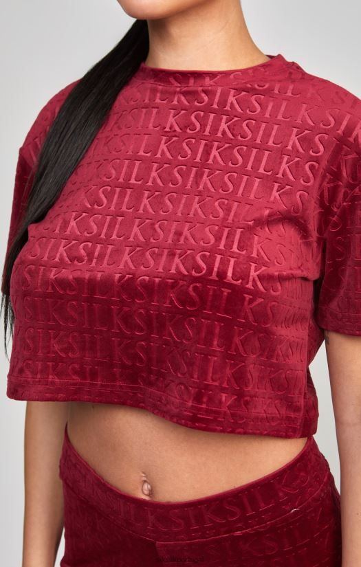 mulheres vestuário 6884ZR62 SikSilk camiseta de veludo rosa