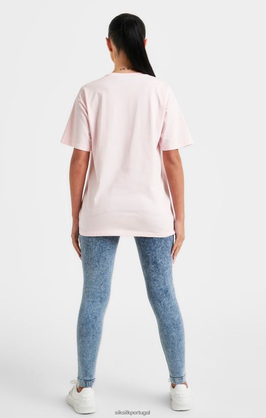 mulheres vestuário 6884ZR63 SikSilk camiseta namorado rosa bordada