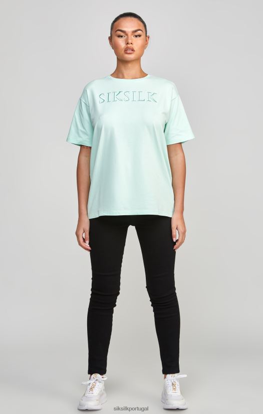 mulheres vestuário 6884ZR64 SikSilk camiseta boyfriend bordada menta