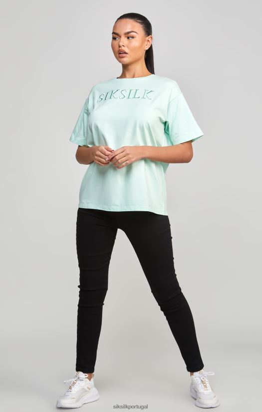 mulheres vestuário 6884ZR64 SikSilk camiseta boyfriend bordada menta