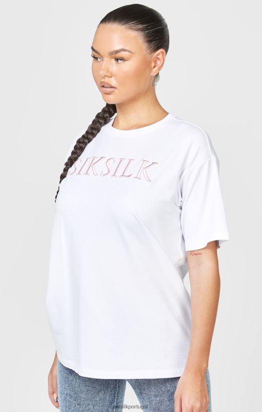 mulheres vestuário 6884ZR69 SikSilk camiseta namorado branca bordada