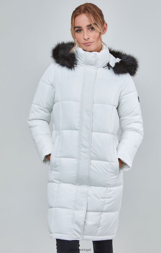 mulheres vestuário 6884ZR128 SikSilk parka acolchoada com espinhel branco