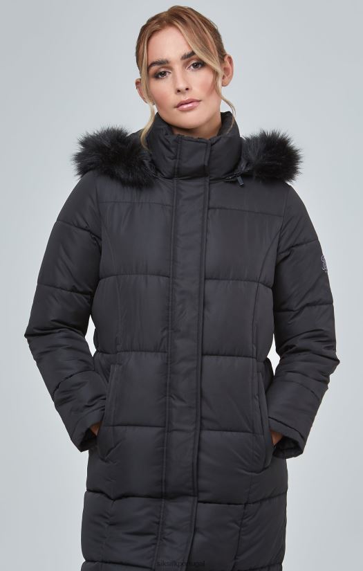 mulheres vestuário 6884ZR129 SikSilk parka acolchoada com palangre preta