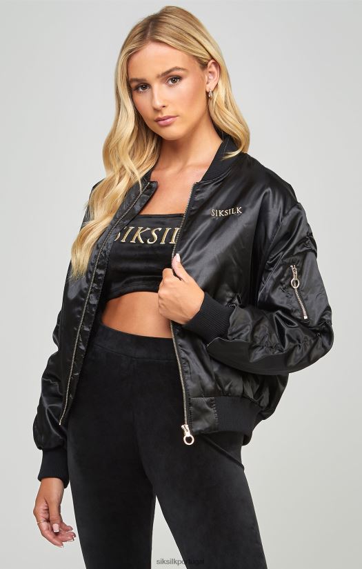 mulheres vestuário 6884ZR136 SikSilk jaqueta bomber superdimensionada de alto brilho