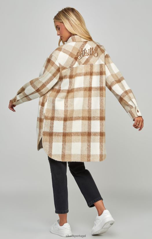 mulheres vestuário 6884ZR137 SikSilk barraco xadrez bege