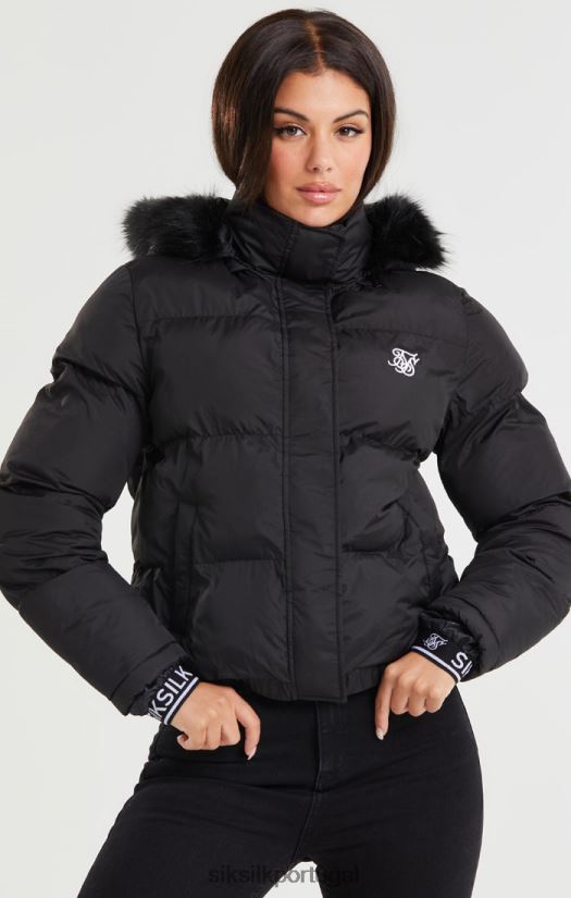 mulheres vestuário 6884ZR140 SikSilk parka cropped - preta