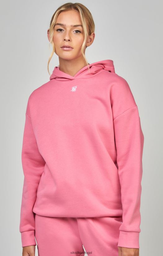 mulheres vestuário 6884ZR104 SikSilk moletom com capuz essencial rosa