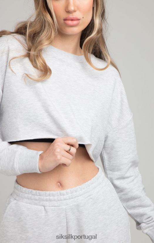 mulheres vestuário 6884ZR122 SikSilk moletom cropped - cinza marga