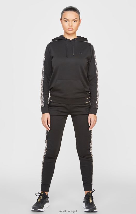 mulheres vestuário 6884ZR80 SikSilk moletom preto com estampa de leopardo