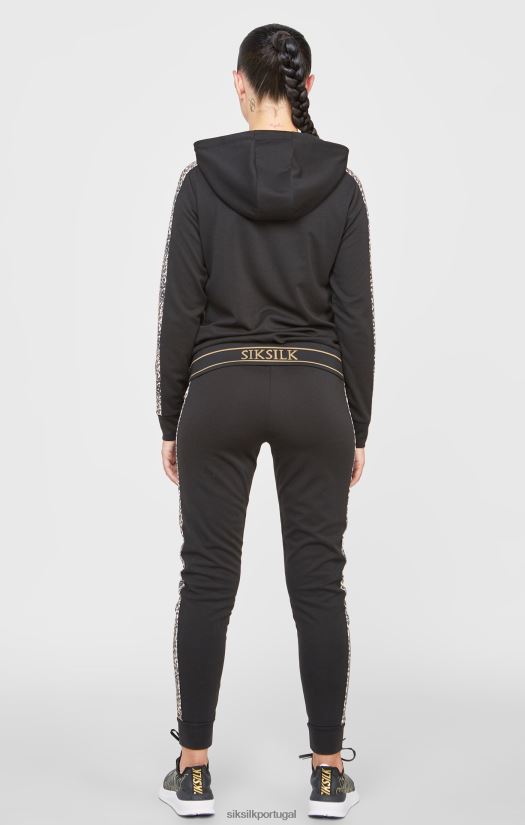 mulheres vestuário 6884ZR80 SikSilk moletom preto com estampa de leopardo