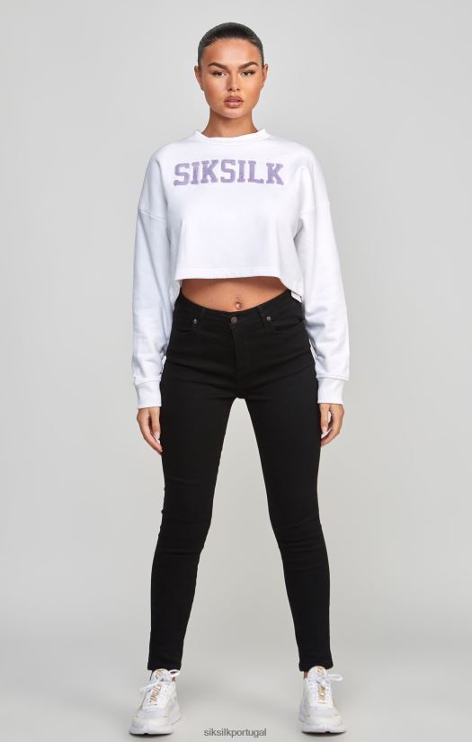 mulheres vestuário 6884ZR84 SikSilk moletom universitário branco