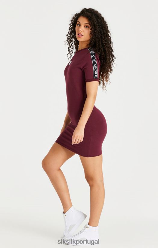 mulheres vestuário 6884ZR141 SikSilk vestido bodycon fita bordô