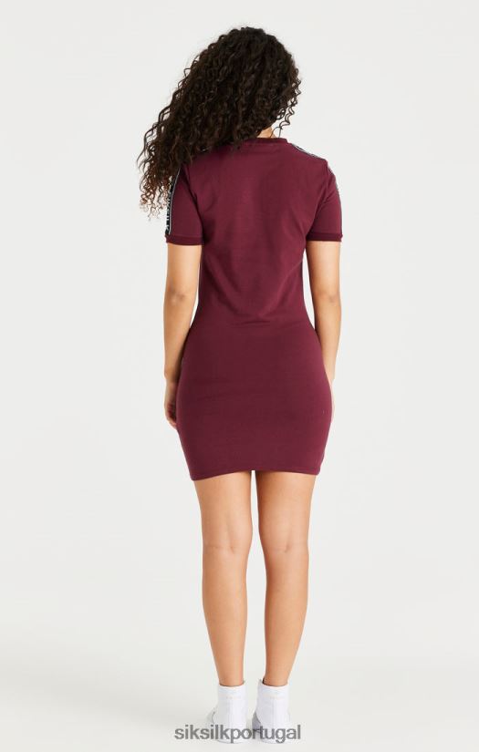 mulheres vestuário 6884ZR141 SikSilk vestido bodycon fita bordô