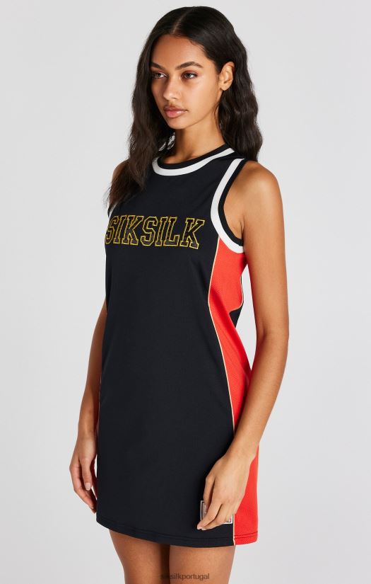 mulheres vestuário 6884ZR147 SikSilk vestido de basquete preto com painéis