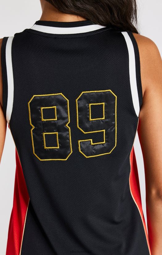 mulheres vestuário 6884ZR147 SikSilk vestido de basquete preto com painéis