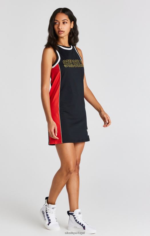 mulheres vestuário 6884ZR147 SikSilk vestido de basquete preto com painéis