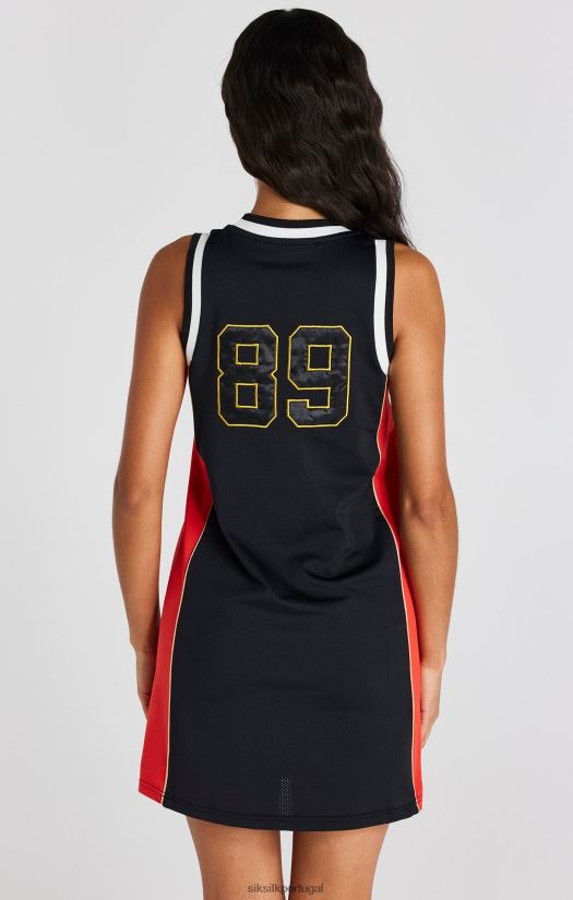 mulheres vestuário 6884ZR147 SikSilk vestido de basquete preto com painéis