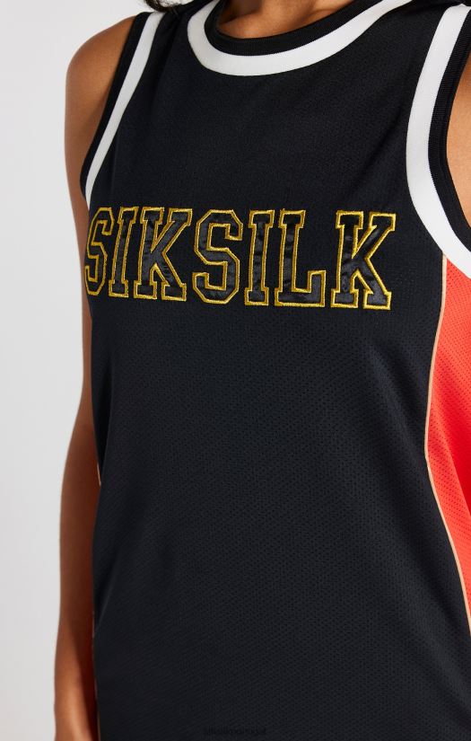 mulheres vestuário 6884ZR147 SikSilk vestido de basquete preto com painéis