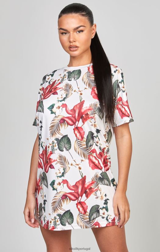 mulheres vestuário 6884ZR149 SikSilk vestido t-shirt multi retrô com estampa tropical