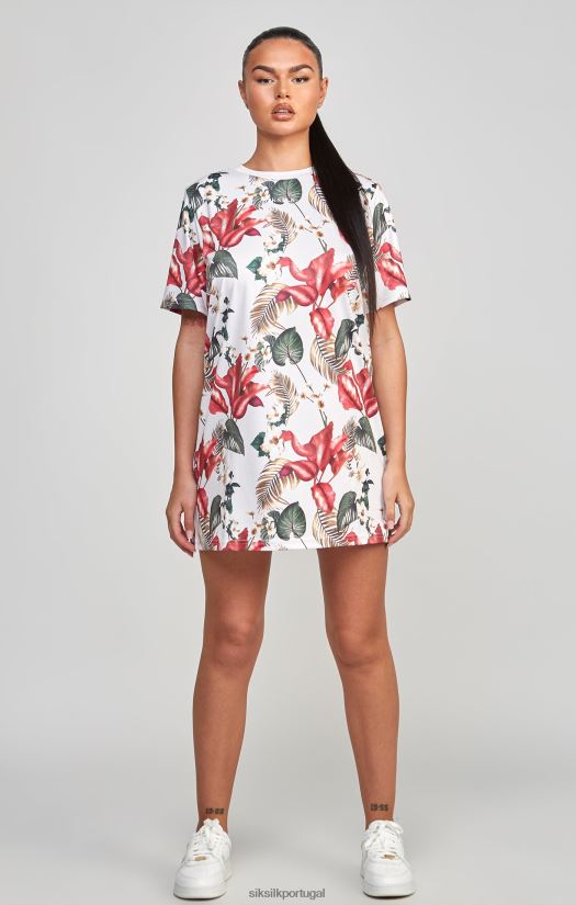 mulheres vestuário 6884ZR149 SikSilk vestido t-shirt multi retrô com estampa tropical