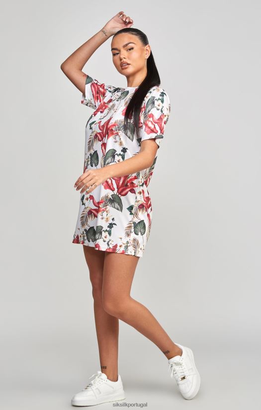 mulheres vestuário 6884ZR149 SikSilk vestido t-shirt multi retrô com estampa tropical