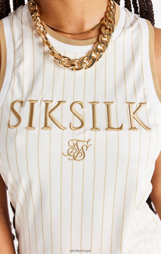 mulheres vestuário 6884ZR150 SikSilk vestido de basquete luxuoso - bege e dourado