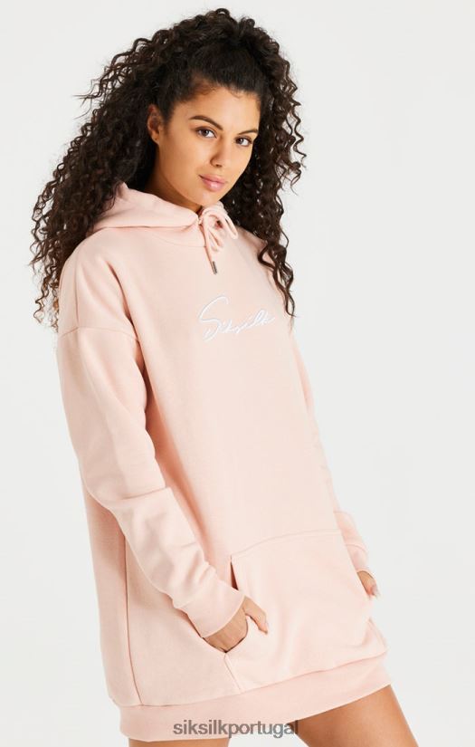 mulheres vestuário 6884ZR152 SikSilk vestido rosa com capuz grande