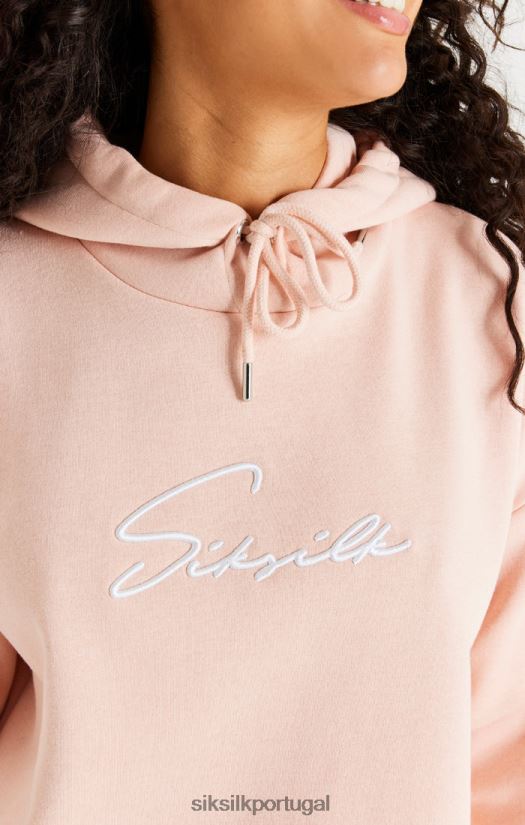 mulheres vestuário 6884ZR152 SikSilk vestido rosa com capuz grande