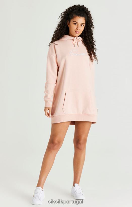 mulheres vestuário 6884ZR152 SikSilk vestido rosa com capuz grande