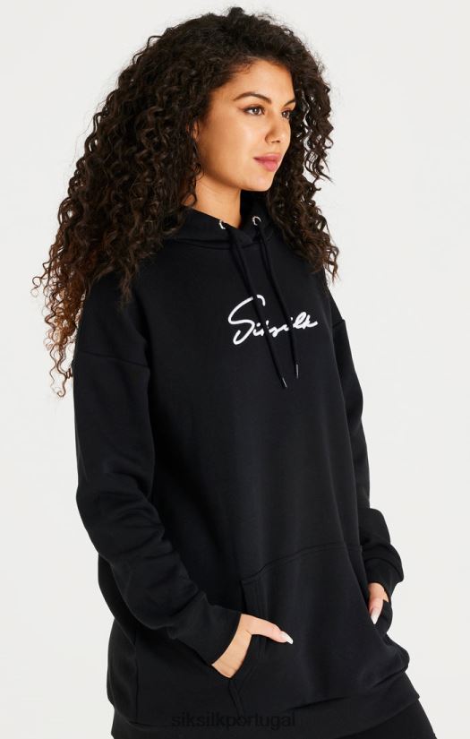 mulheres vestuário 6884ZR154 SikSilk vestido preto com capuz grande