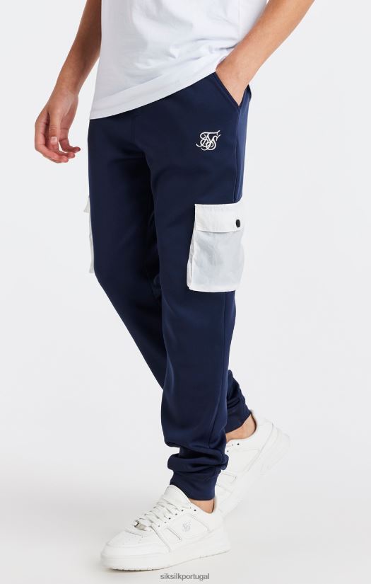 Rapazes vestuário 6884ZR306 SikSilk calça cargo com bolso marinho