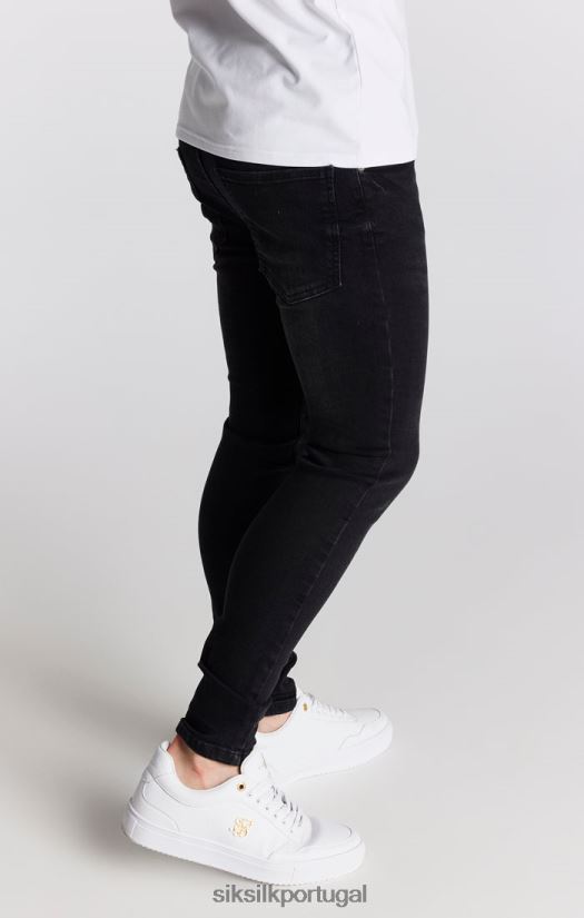 Rapazes vestuário 6884ZR307 SikSilk calça jeans skinny preta essencial