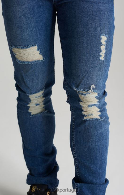 Rapazes vestuário 6884ZR309 SikSilk midstone calça jeans slim desgastada