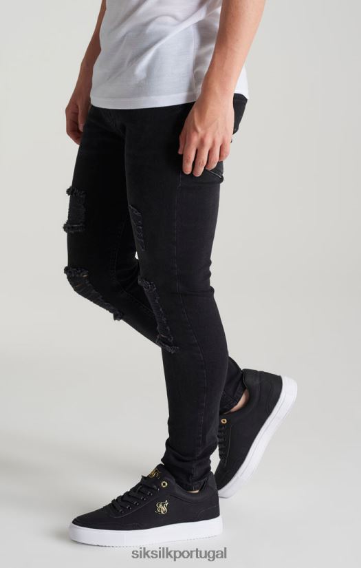 Rapazes vestuário 6884ZR310 SikSilk calça jeans skinny desgastada
