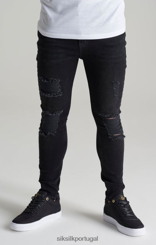Rapazes vestuário 6884ZR310 SikSilk calça jeans skinny desgastada