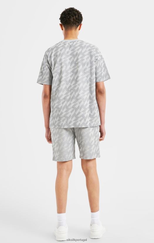 Rapazes vestuário 6884ZR311 SikSilk x short messi estampado prateado - cinza marga