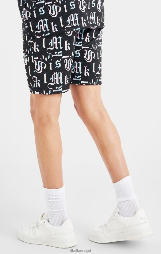 Rapazes vestuário 6884ZR312 SikSilk x short messi preto estampado