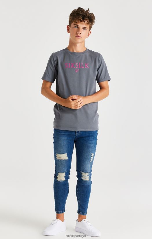 Rapazes vestuário 6884ZR280 SikSilk camiseta de marca cinza