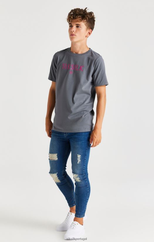 Rapazes vestuário 6884ZR280 SikSilk camiseta de marca cinza