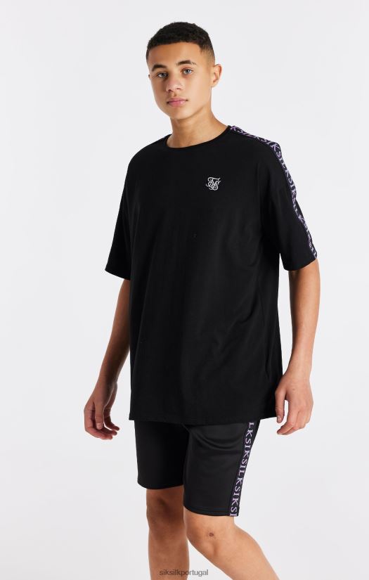Rapazes vestuário 6884ZR285 SikSilk camiseta preta com fita adesiva