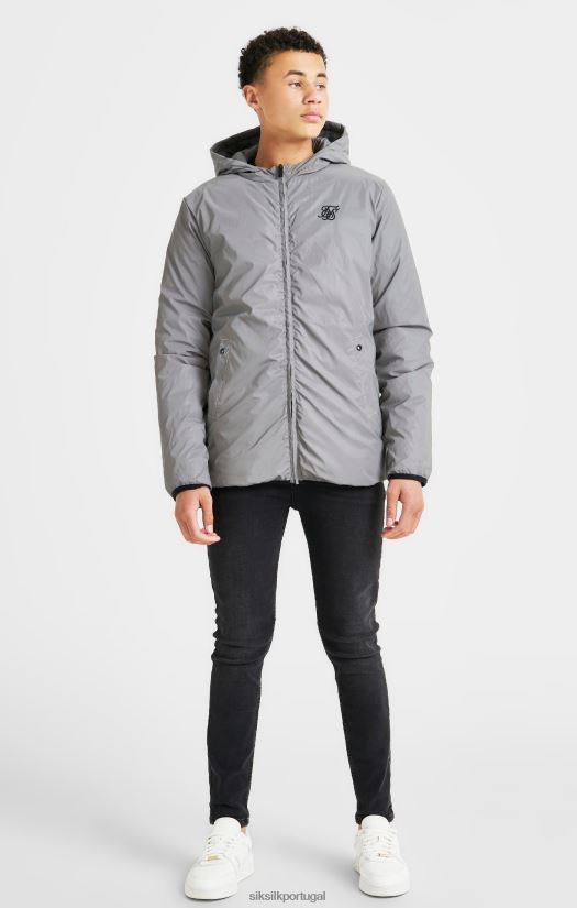 Rapazes vestuário 6884ZR298 SikSilk jaqueta bolha reversível cinza