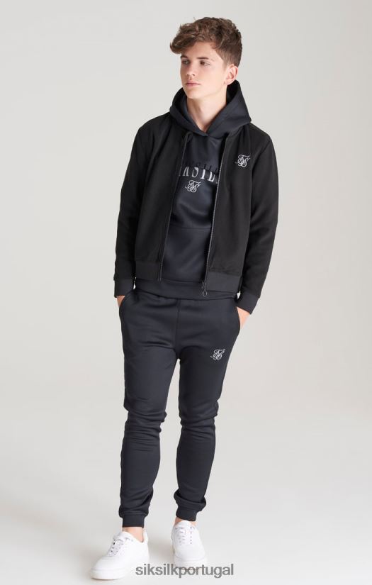 Rapazes vestuário 6884ZR301 SikSilk bombardeiro com logotipo metálico preto