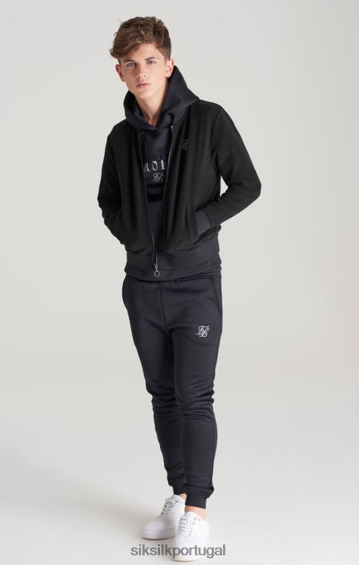 Rapazes vestuário 6884ZR301 SikSilk bombardeiro com logotipo metálico preto
