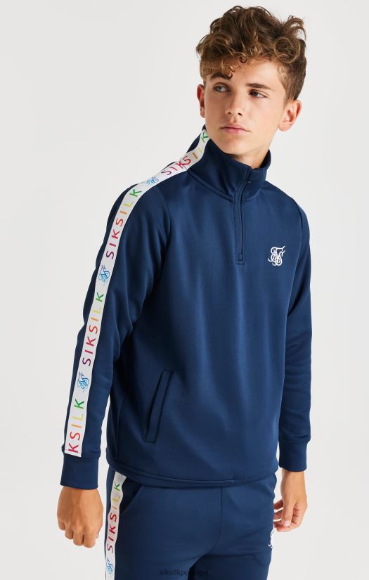 Rapazes vestuário 6884ZR287 SikSilk pescoço funil arco-íris - azul marinho